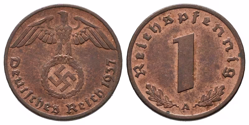 III. říše, 1 Pfennig 1937 A