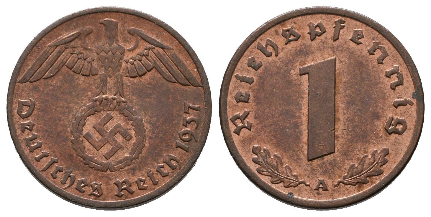 III. říše, 1 Pfennig 1937 A