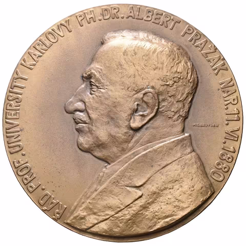 AE Medaile 1945 - 65. výročí narození Albert Pražák, Br 70 mm