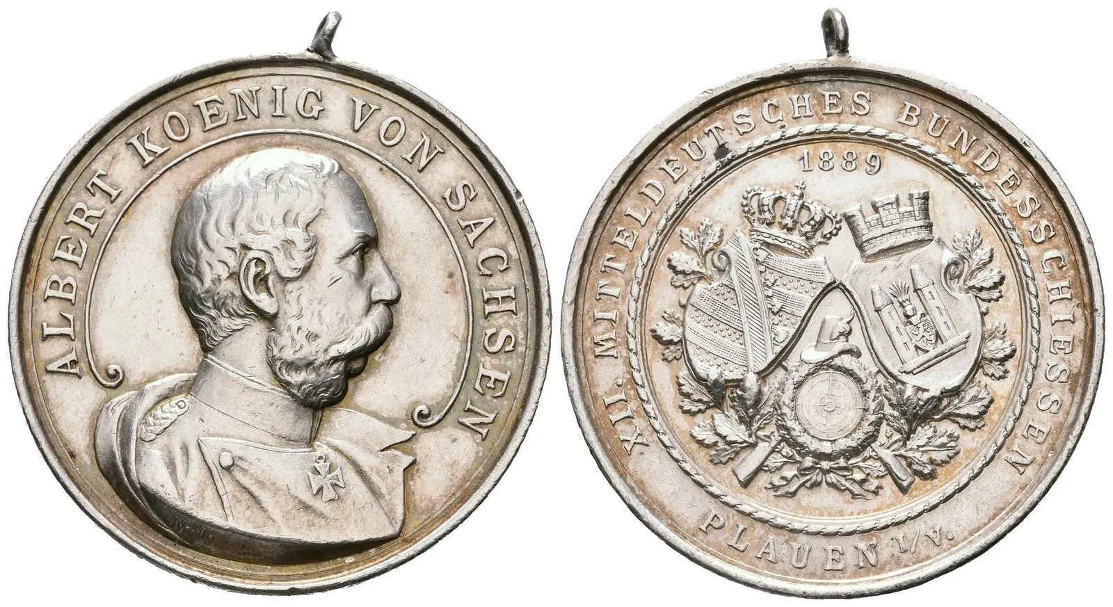 AR Medaile 1889 - XII. Středoněmecké spolkové střelby v Plavně (Plauen). — 1