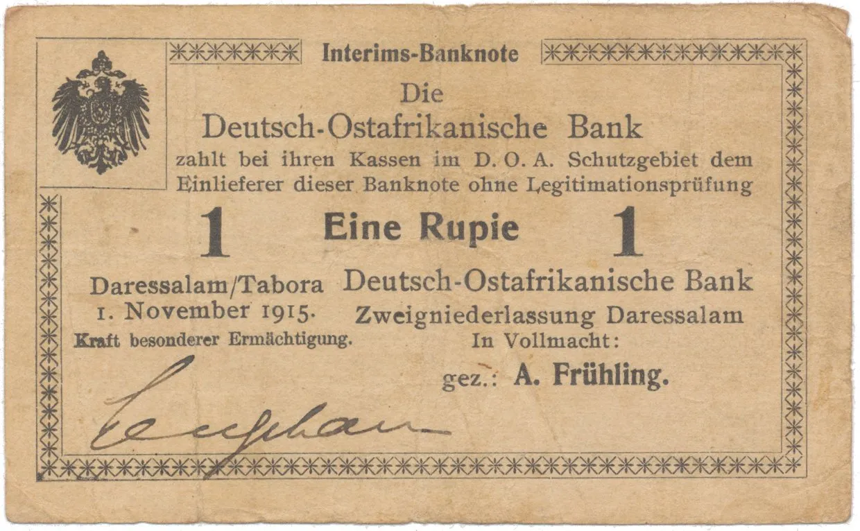 Německá Východní Afrika, 1 Rupie 1. 11. 1915, série E, R.918b