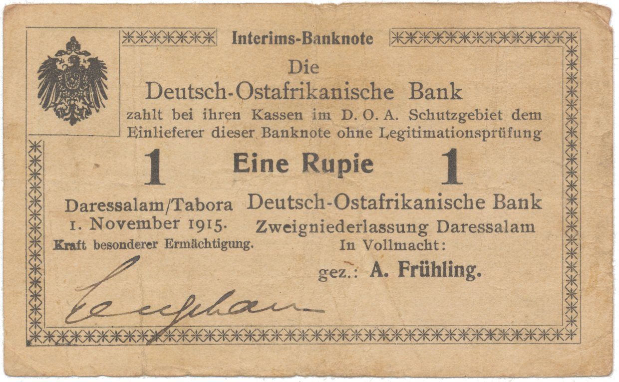 Německá Východní Afrika, 1 Rupie 1. 11. 1915, série E, R.918b