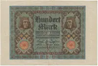 Německo, 100 Mark 1920, 8-místný číslovač, Ro.67b