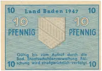 Německo - francouzská okupační zóna, Baden, 10 Pfennig 1947, Ros.209d - fotografie 2