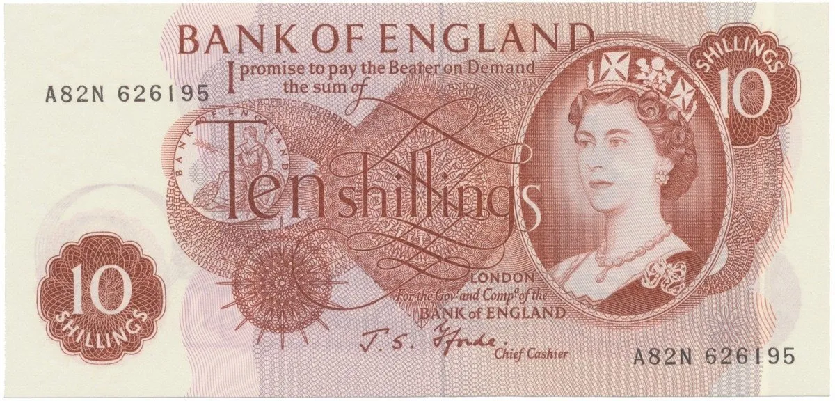 Velká Británie, 10 Shillings (1966~1970), Fforde, P.373c, typ A--N
