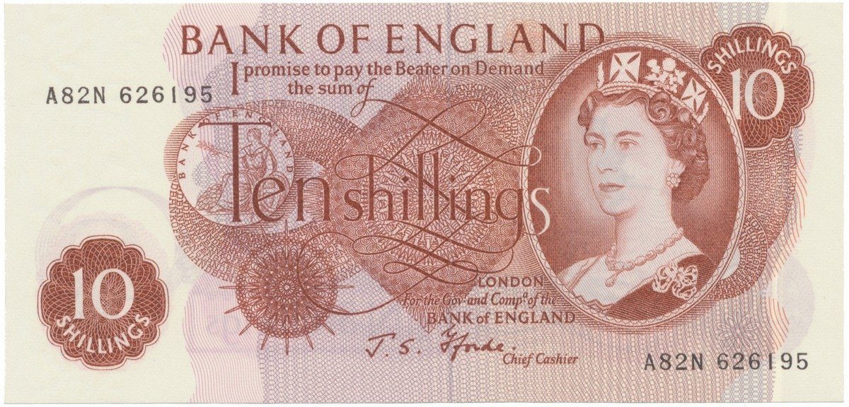 Velká Británie, 10 Shillings (1966~1970), Fforde, P.373c, typ A--N