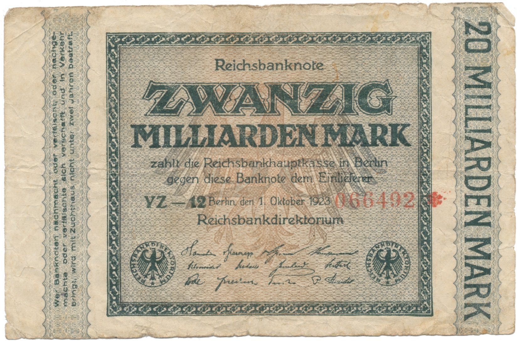 Německo, 20 Milliarden Mark 1923, Ro.115k