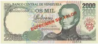 Venezuela, 2000 Bolivares 1998, anulát - ESPECIMEN SIN VALOR, P.77cs