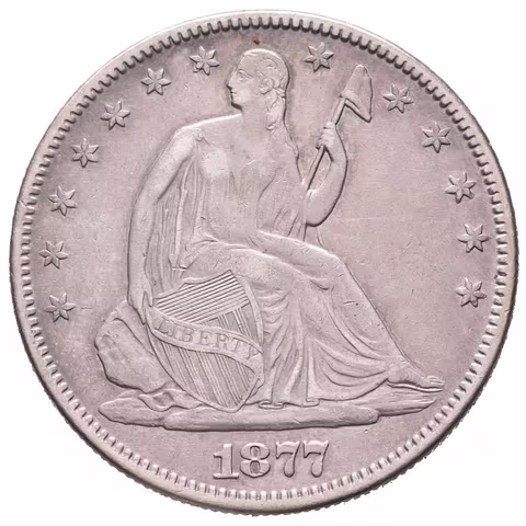 1/2 Dollar 1877, KM.A99, patina, zbytky lesku, rysky