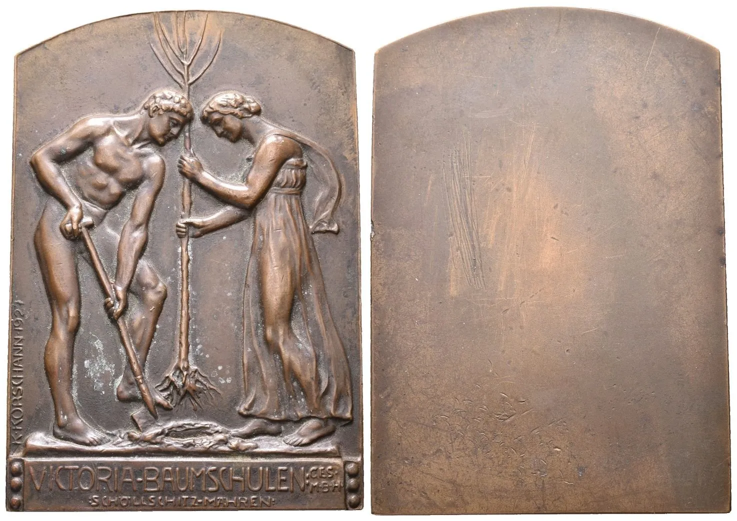 AE Plaketa 1927 (K. Korschann) - Cena Victoria Baumschule za pěstování, křížení a — 1