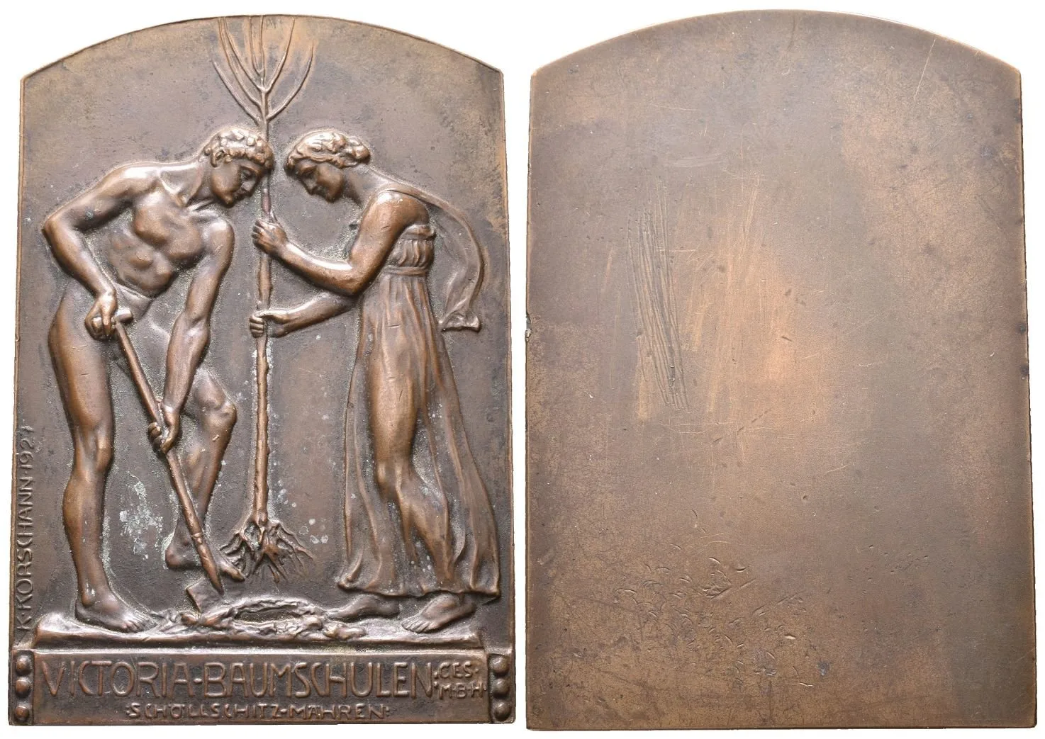AE Plaketa 1927 (K. Korschann) - Cena Victoria Baumschule za pěstování, křížení a — 1