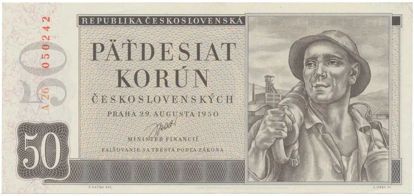 50 Koruna 1950, I. vydání, Hej.87a