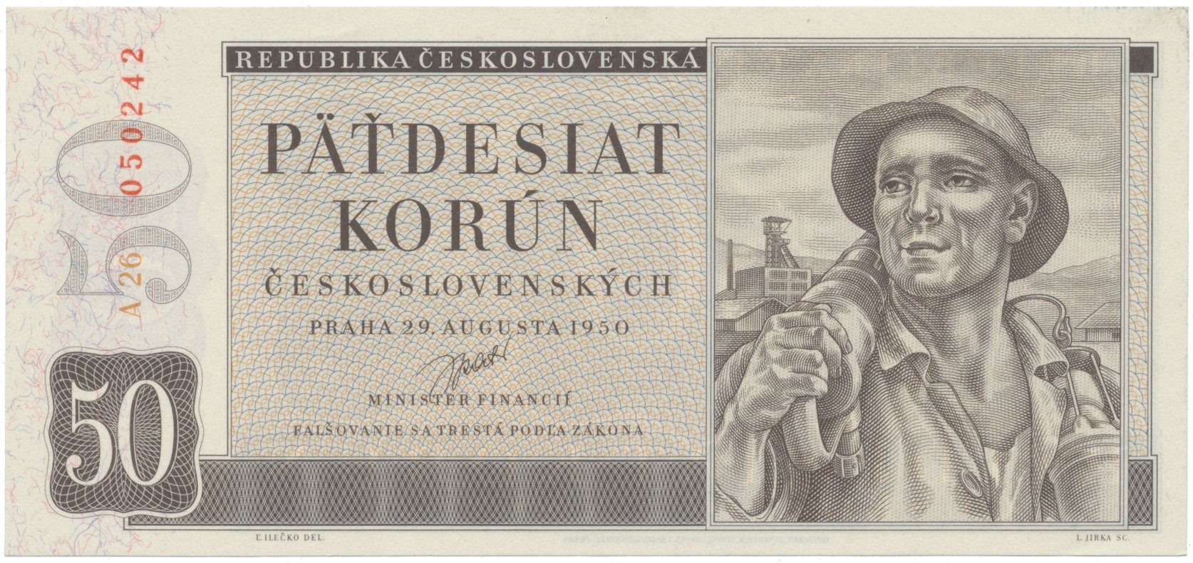 50 Koruna 1950, I. vydání, Hej.87a