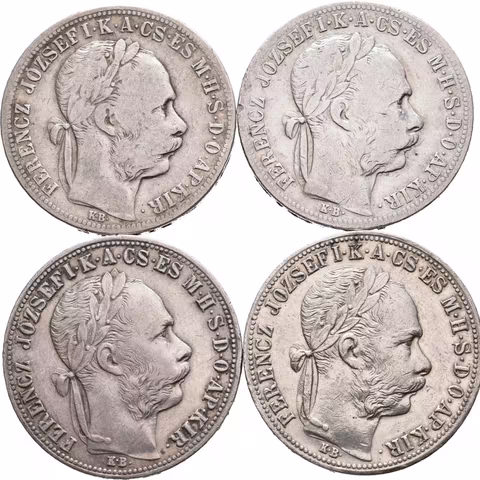 Zlatník 1883 KB, 1884 KB, 1888 KB, oběhové zachovalosti_4 ks