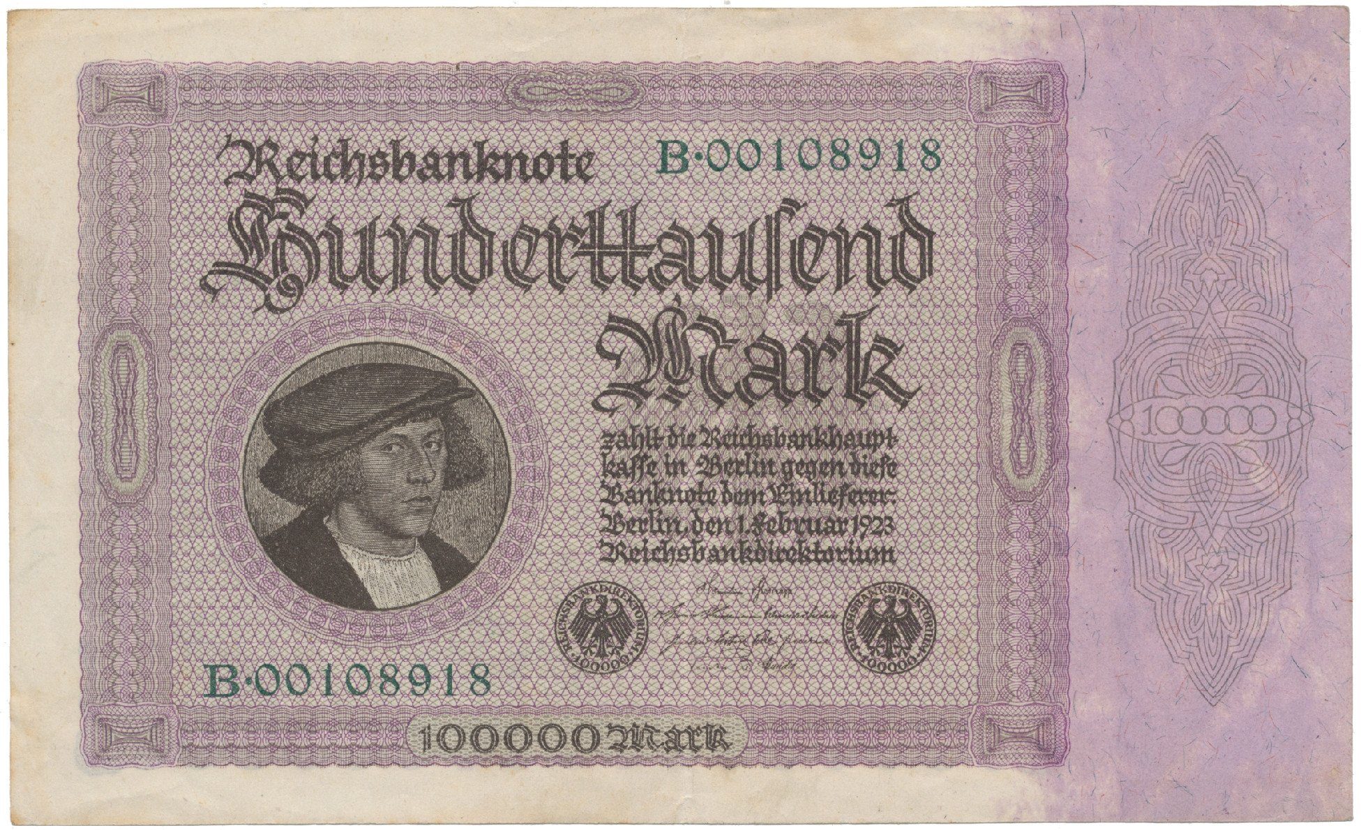 Německo, 100000 Mark 1923, Ro.82a