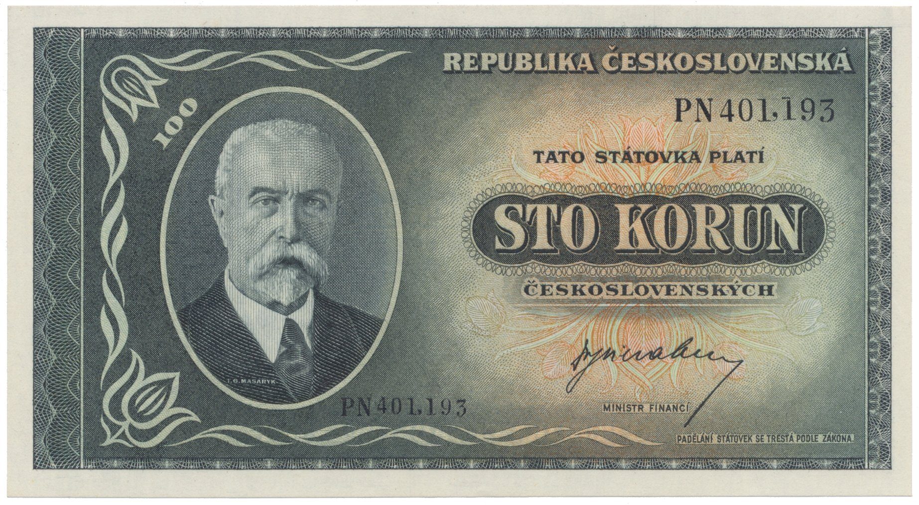 100 Koruna b.d. (1945), série PN, PT, Hej.74a