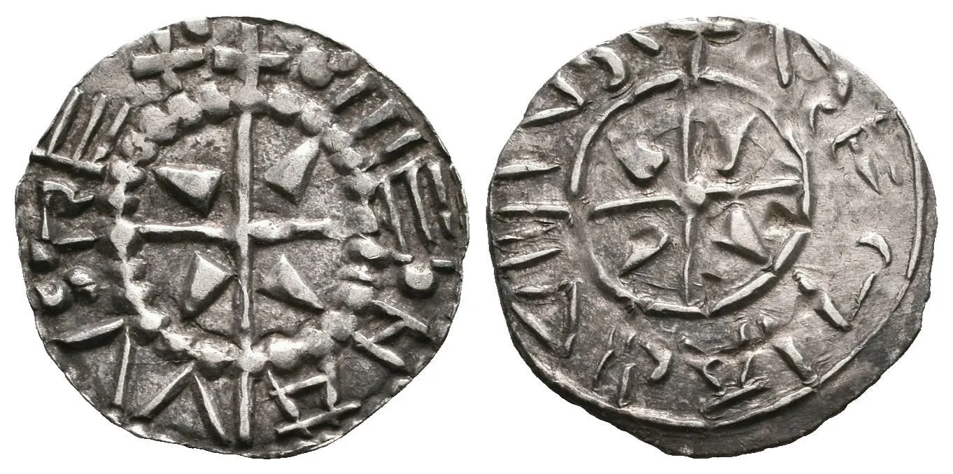 Denár, Husz.1, var. dvojtečka v opisu na Av., pěkný Av., — 1