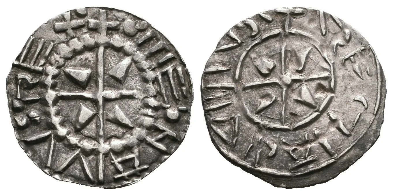 Denár, Husz.1, var. dvojtečka v opisu na Av., pěkný Av., — 1