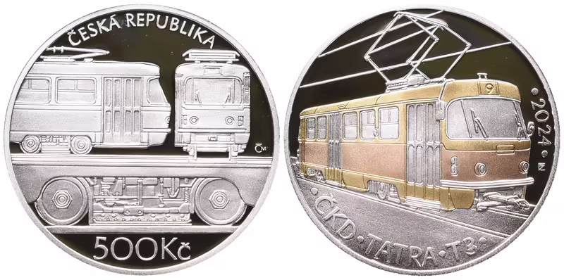 500 Kč 2024 - Tramvaj ČKD Tatra T3, PROOF