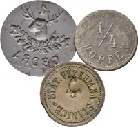 Deštnice - Státní výzkumný ústav, známka na věrtel chmele. Ms 20,5 mm + — 2