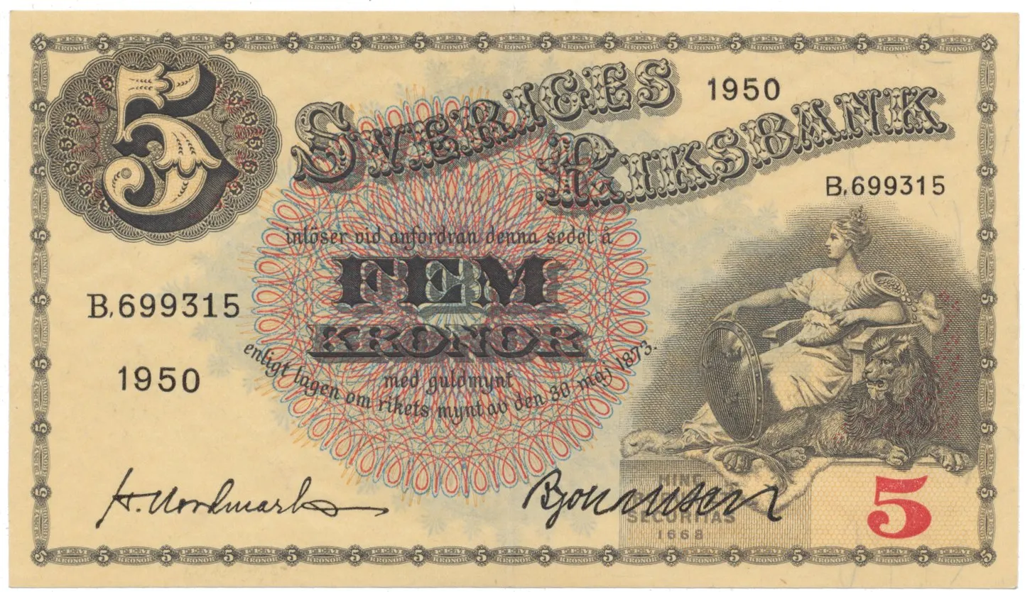 Švédsko, 5 Kronor 1950, P.33ag