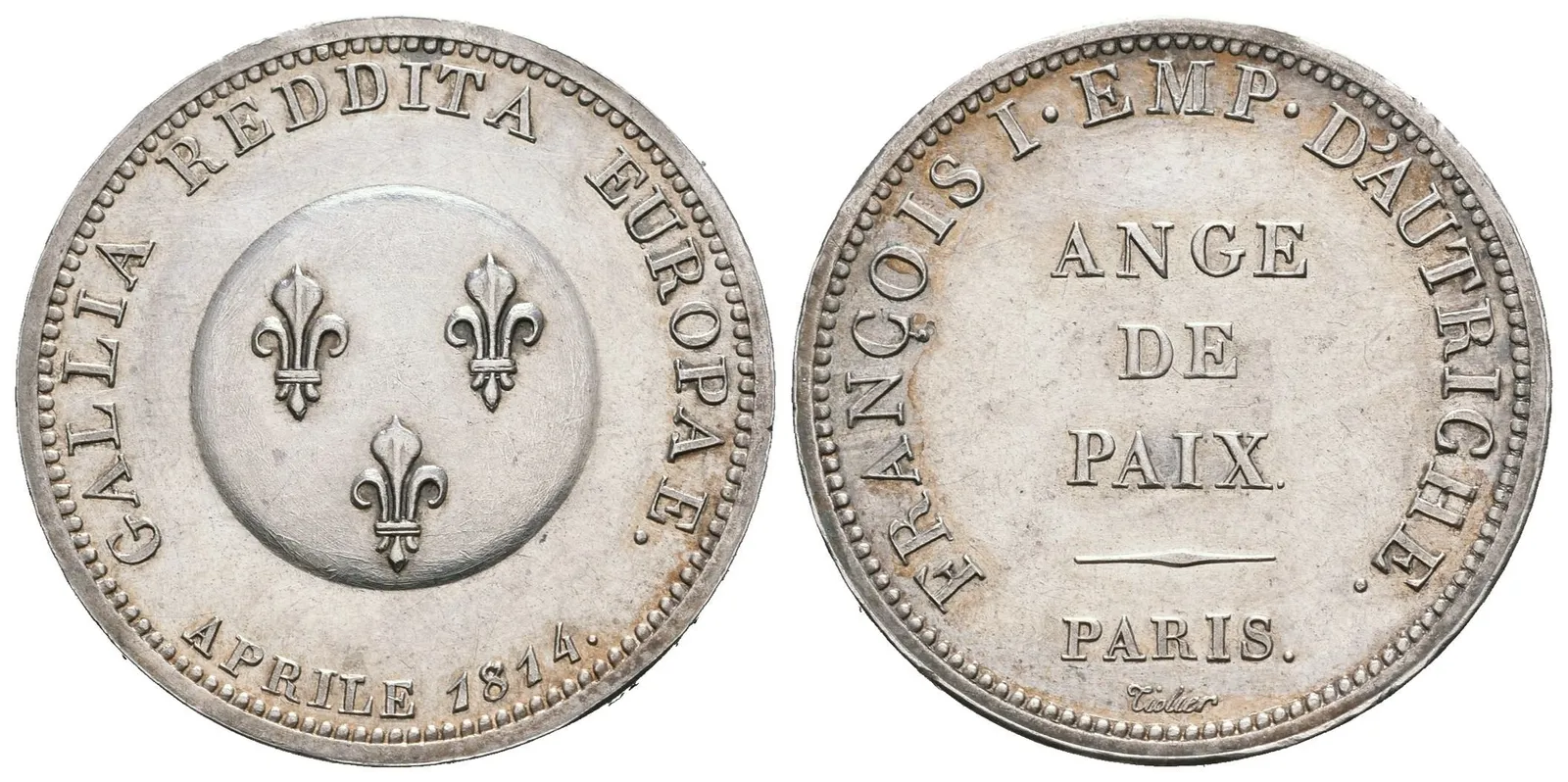 2 Frank 1814 (Tiolier) - Zkušební ražba nové mince (essay) k upomínce na — 1