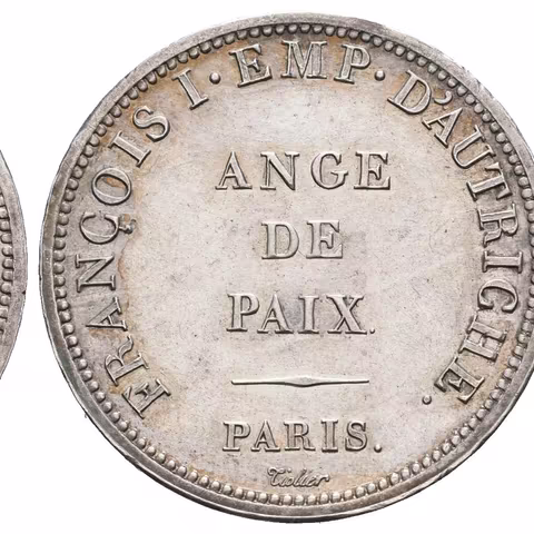 2 Frank 1814 (Tiolier) - Zkušební ražba nové mince (essay) k upomínce na