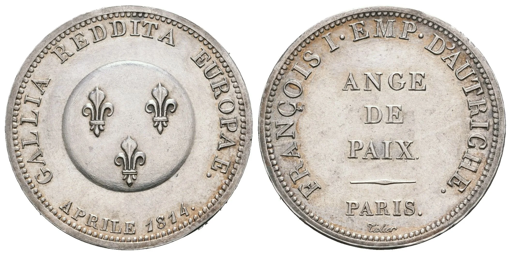 2 Frank 1814 (Tiolier) - Zkušební ražba nové mince (essay) k upomínce na — 1
