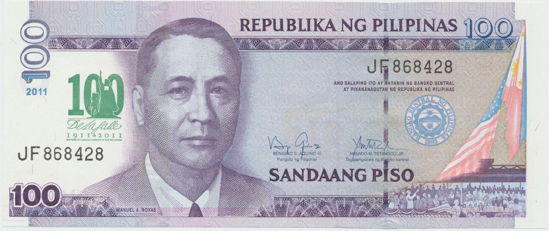 Filipíny, 100 Piso 2011, pamětní vydání, P.212A
