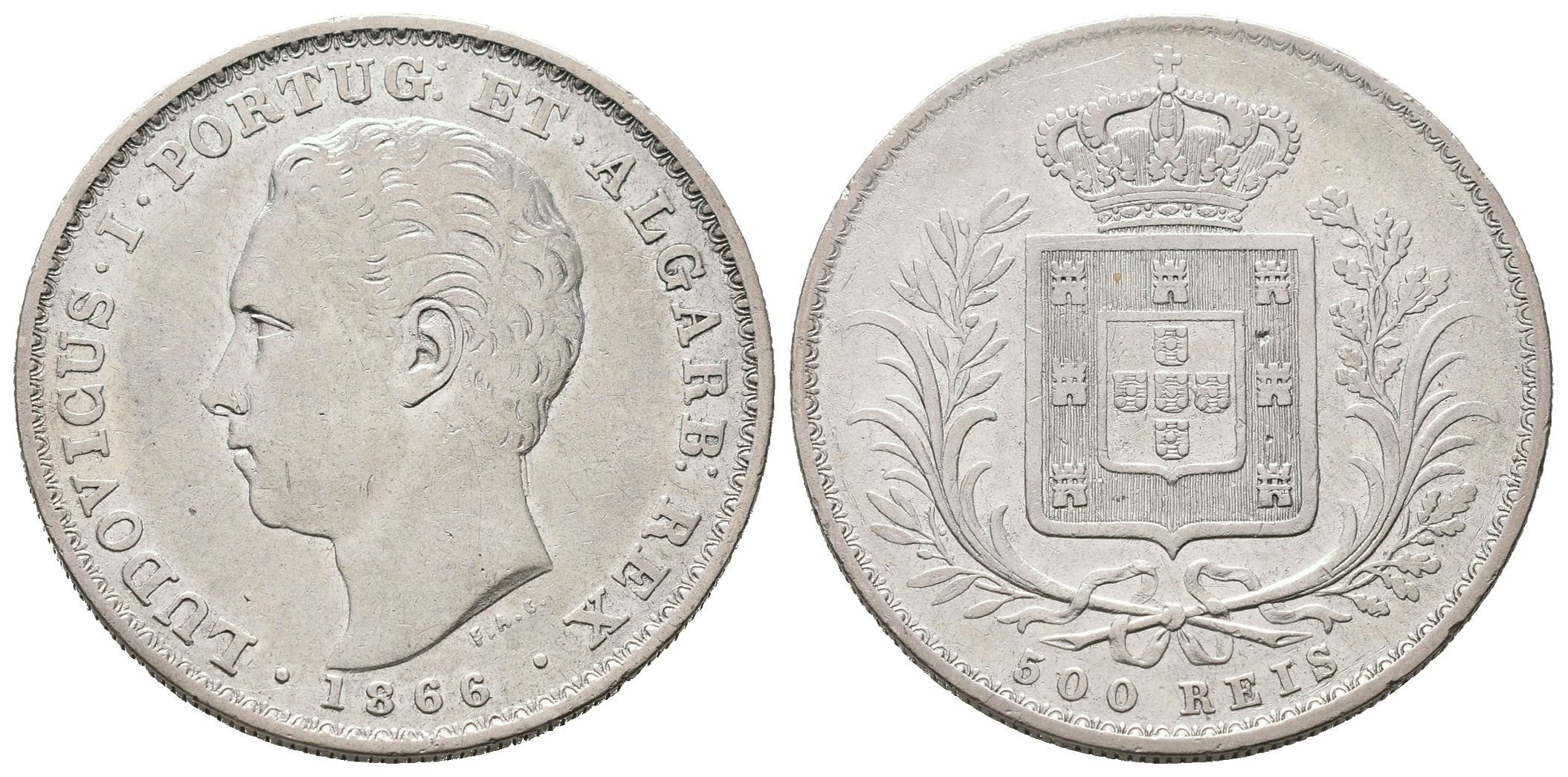 Portugalsko, 500 Reis 1866