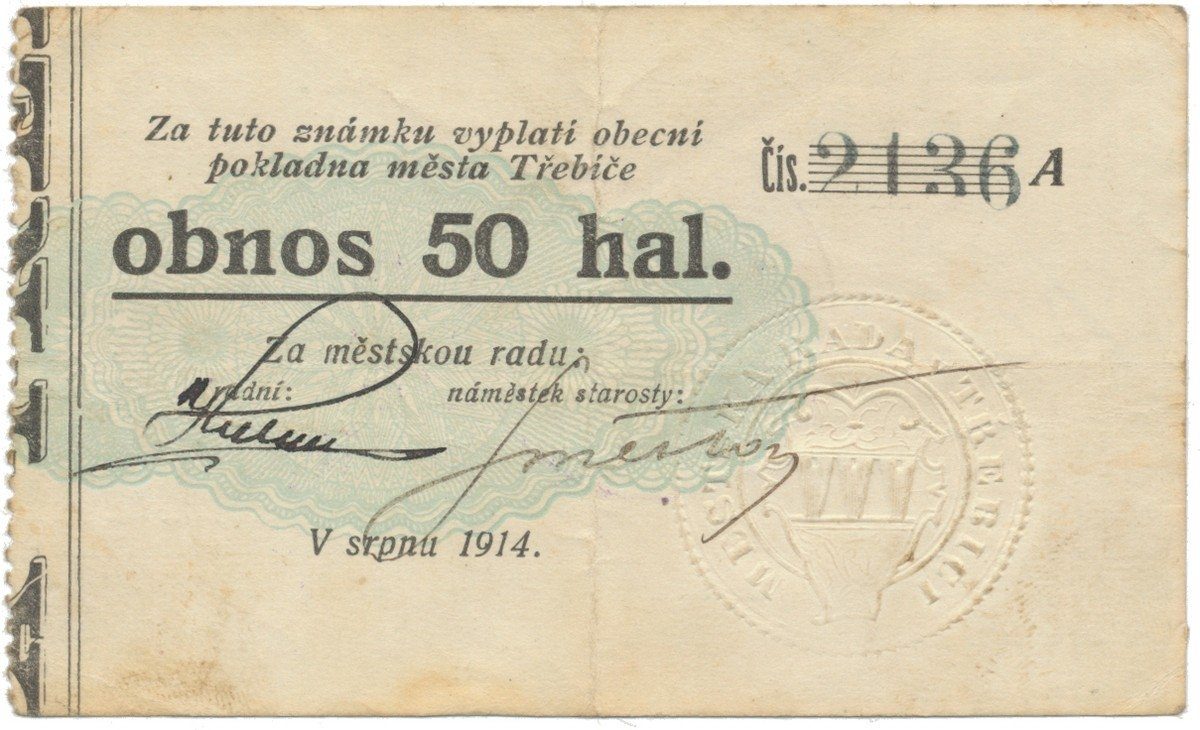 Třebíč - město, 50 hal srpen 1914, série A, HH.223.5.4e