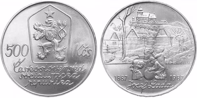 500 Kčs 1987 - Josef Lada - skvrnka v ploše