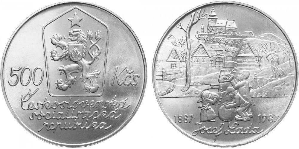 500 Kčs 1987 - Josef Lada - skvrnka v ploše
