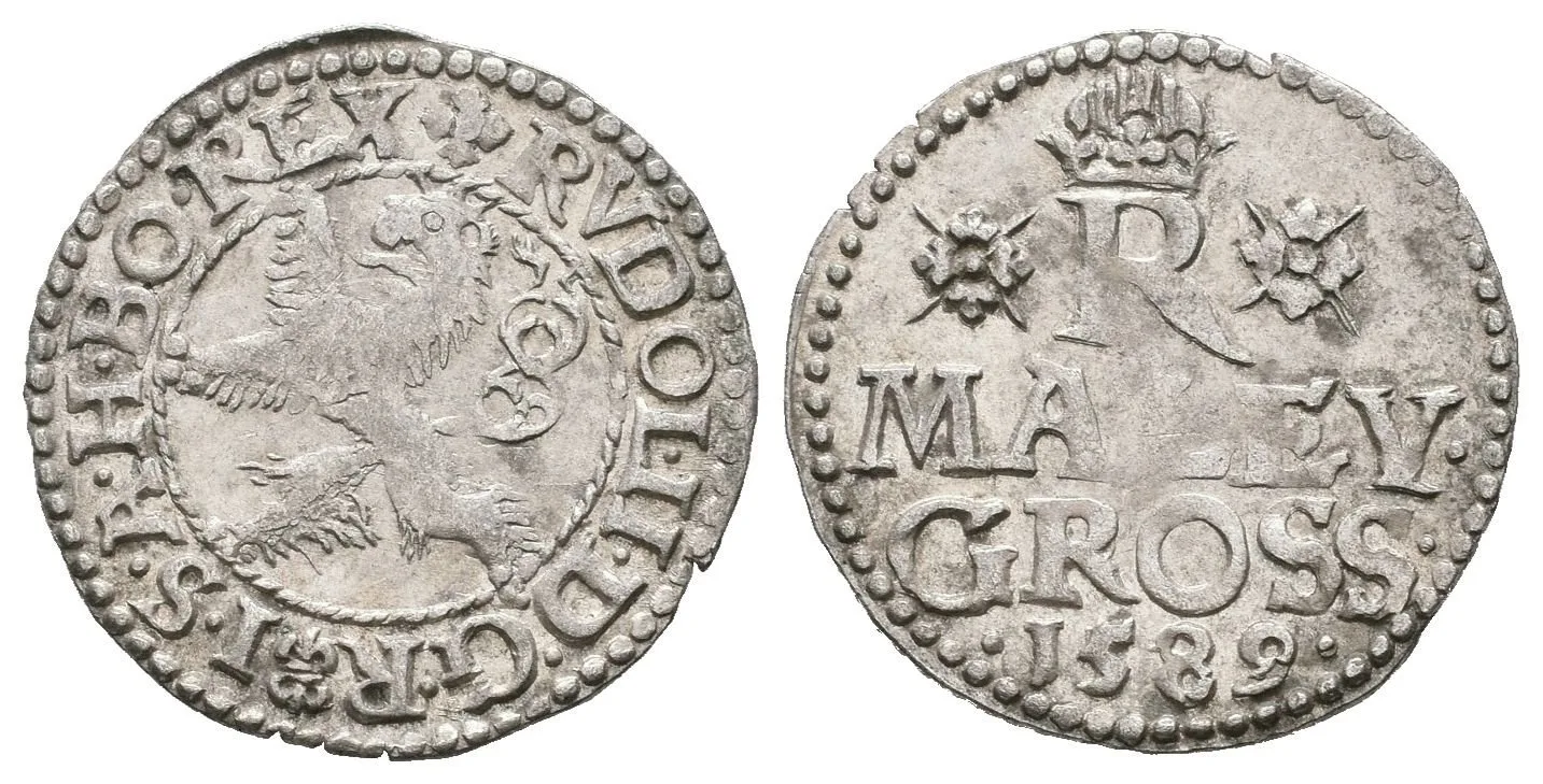 Malý groš 1589, Praha-Ercker, HN.31 (opis 6e), krásná zachovalost, patina, pěkně vyražený — 1