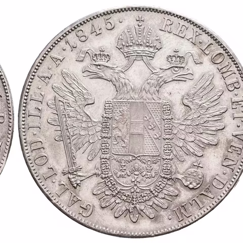 Tolar 1845 A, velmi pěkná zachovalost, patina, zbytky lesku, rysky