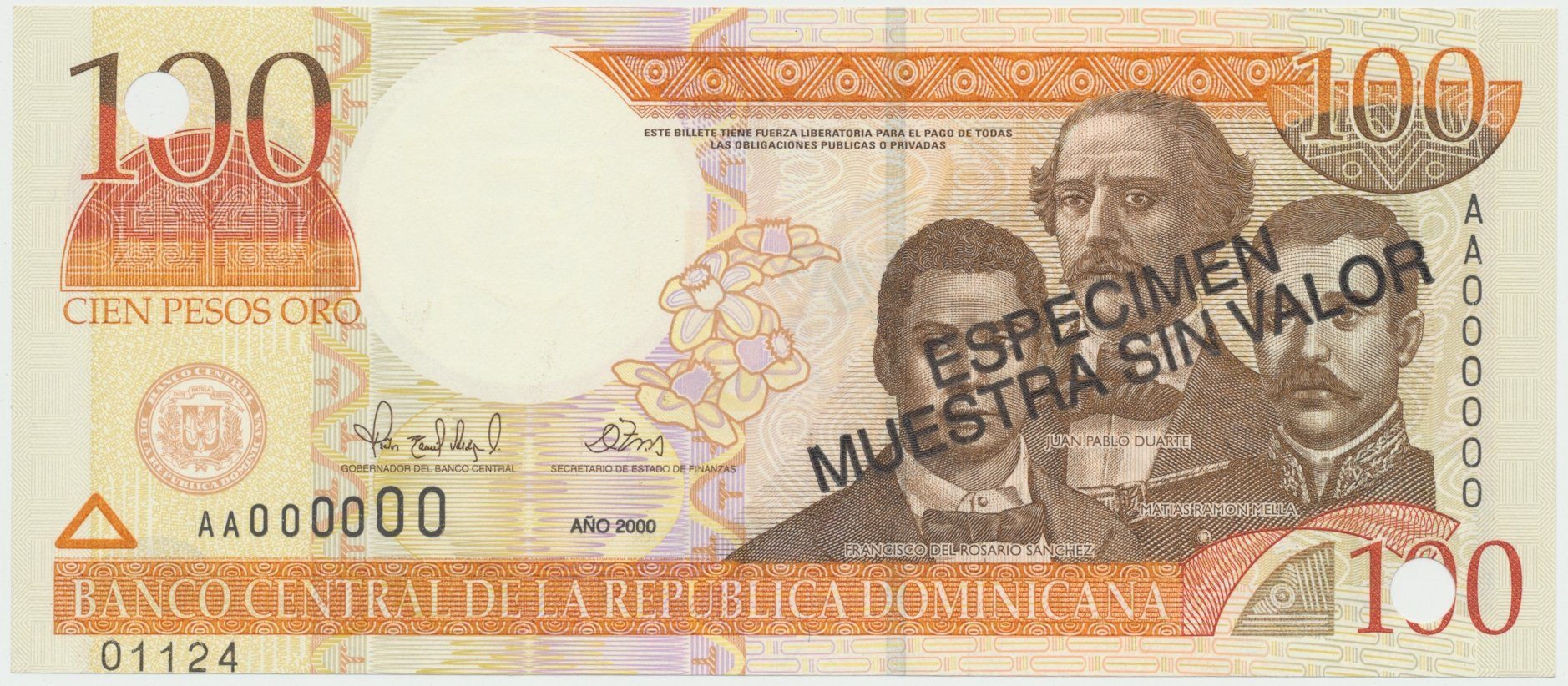 Dominikánská republika, 100 Pesos Oro 2000, P.166as
