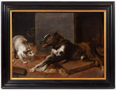 Frans Snyders (Flemish, 1579–1657) Attributed - A Guarding Dog and Two Cats