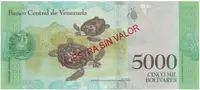 Venezuela, 5000 Bolivares 2016, anulát - MUESTRA SIN VALOR, P.97as - fotografie 2