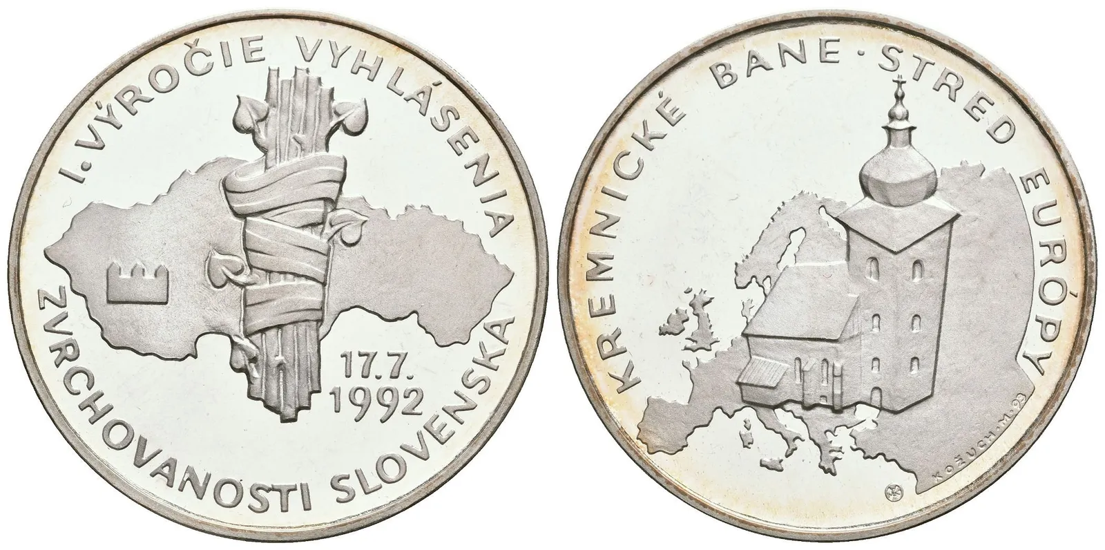 AR Medaile 1993 (M. Kožuch) - Výročí Deklarace o svrchovanosti Slovenské republiky. Ag 0,900, 40 mm — 1