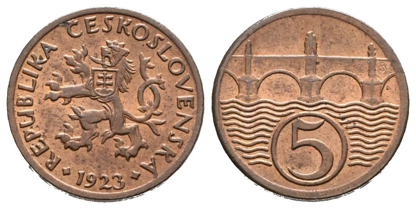 5 Haléř 1923, luxusní zachovalost