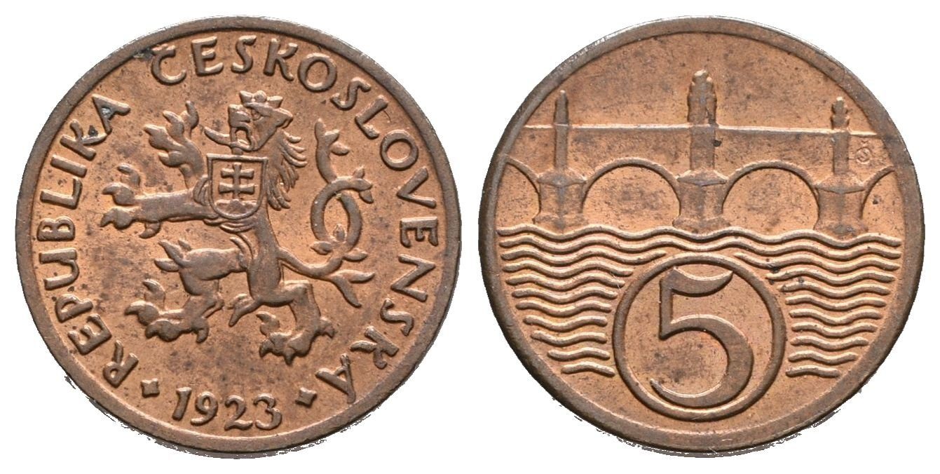 5 Haléř 1923, luxusní zachovalost