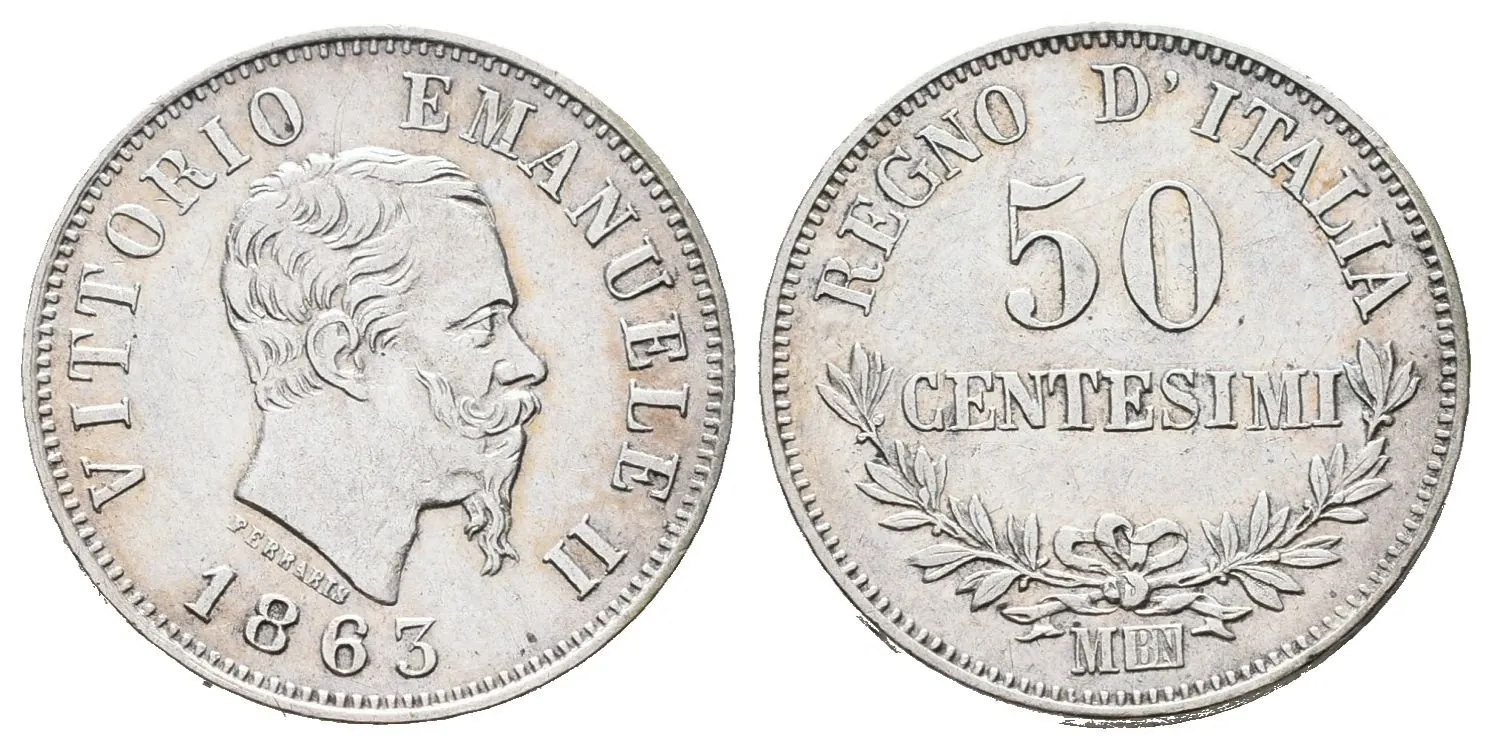 Itálie, 50 Cent. 1863 BN
