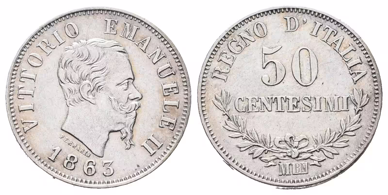 Itálie, 50 Cent. 1863 BN