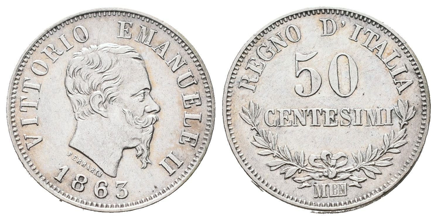 Itálie, 50 Cent. 1863 BN