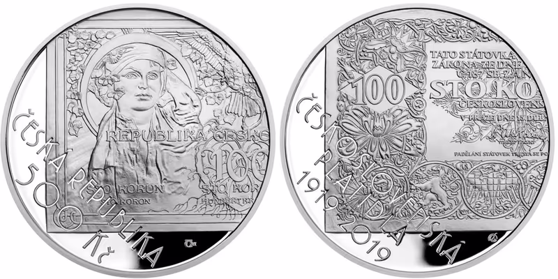 500 Kč 2019 - Zahájení vydávání československých platidel, PROOF