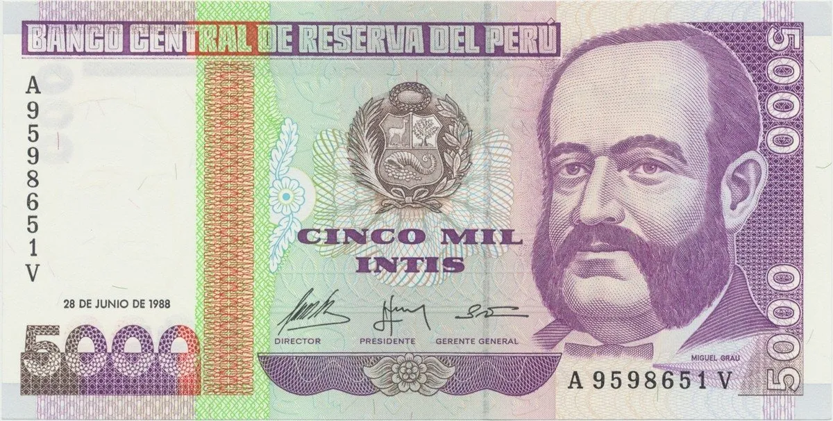 Peru, 5000 Intis 1988, tisk G&D, P.137