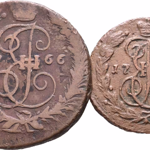 2 Kopějka 1766 MM, Moskva, Bitkin2.534, Uzd.2682, přeražba na 4 Kopějce Petra III.