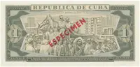 Kuba, 1 Peso 1979, tisk STC Praha, anulát - ESPECIMEN, bankovní vzor, P.102bs4 - fotografie 2