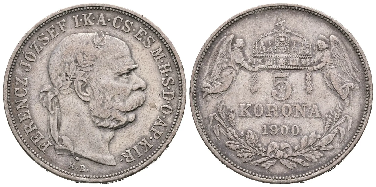 5 Koruna 1900 KB, pěkná zachovalost, patina, rysky a hrany — 1