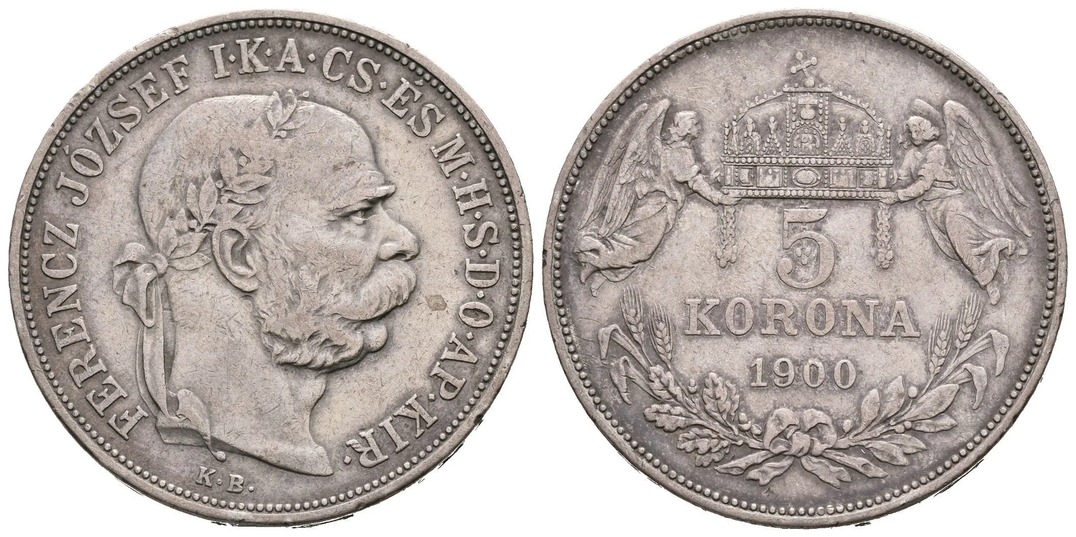5 Koruna 1900 KB, pěkná zachovalost, patina, rysky a hrany — 1